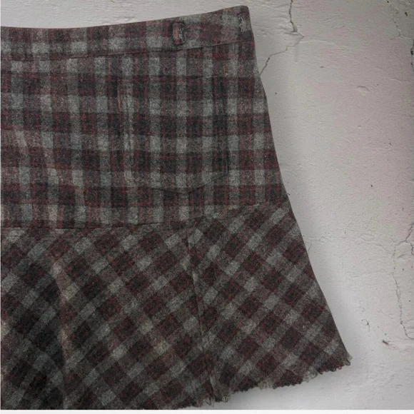 Vintage Y2K Tartan Plaid Wool Blend Pleated Mini Skirt - Picture 2 of 5